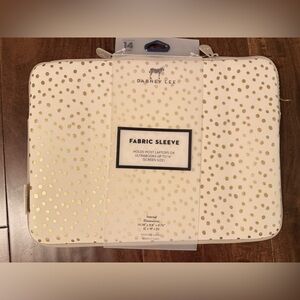 Dabney Lee Fabric Laptop Sleeve – White & Gold Polka Dot, Fits 14” Laptops